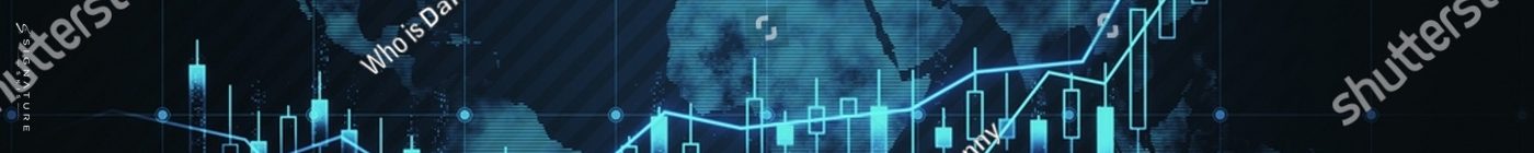 Glowing map and forex chart hologram on dark wallpaper. Trade, finance and stock, board 2