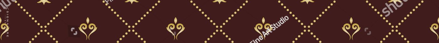 Seamless pattern. Modern geometric brown and golden ornament with royal lilies., board 2