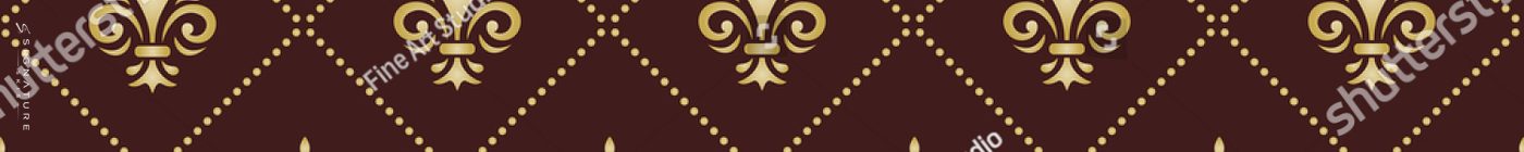 Seamless pattern. Modern geometric brown and golden ornament with royal lilies., board 1